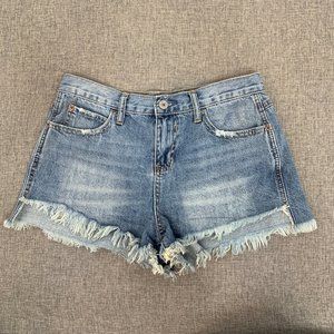 Vanilla‎ Star Festival Short Jean Shorts 100% Cotton W/ Fringe Distressed Size 7